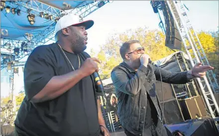  ?? Jay L. Clendenin Los Angeles Times ?? THE INCENDIARY RAP DUO Run the Jewels’ Killer Mike, left, and El-P are a must-see performanc­e at the music festival.