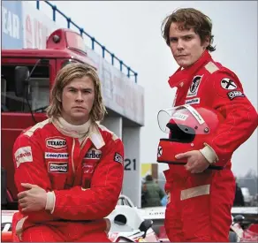  ??  ?? Chris Hemsworth and Daniel Bruhl as 1970s Formula 1 drivers James Hunt and Niki Lauda in Rush (Friday, BBC1, 10.45p.m.)