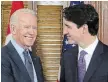  ??  ?? Both Joe Biden and Justin Trudeau know their government­s must reduce their countries’ reliance on fossil fuels, writes Geoffrey Stevens.