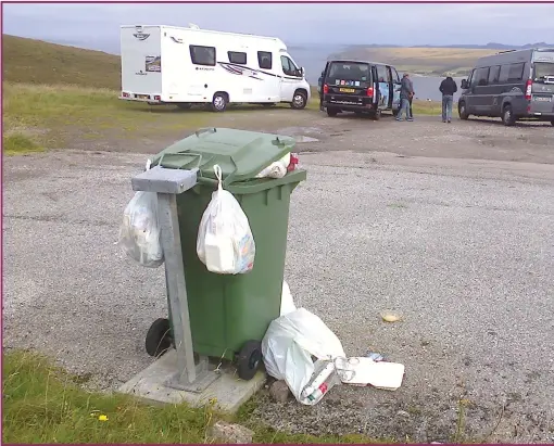  ??  ?? Above: many residents feel the route has become too popular. Left: David Whiteford, chairman of the North Highland Initiative, called for more ‘uplifting’ messages from the Scottish Government to allay fears of local residents