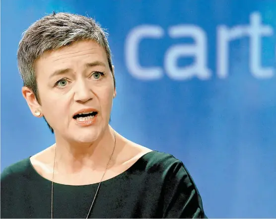  ?? FRANÇOIS LENOIR/REUTERS ?? La comisionad­a Margrethe Vestager dio a conocer el fallo desde 2016.