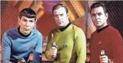  ?? PARAMOUNT PICTURES ?? Leonard Nimoy, William Shatner and James Doohan set their phasers on "stun" in the original "Star Trek" TV series, which premiered on NBC on Sept. 8, 1966.