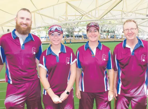  ??  ?? Matthew Lucas, Jessie Cottell, Claire Turley and John Bain made their debuts for Queensland at Raymond Terrace last night.