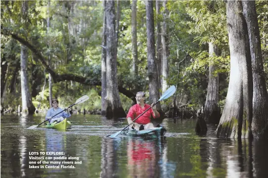  ??  ?? LOTS TO EXPLORE: Visitors can paddle along one of the many rivers and lakes in Central Florida.