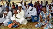  ??  ?? Faithfuls pray during the sunday pray at the Nasrul-lahili Fathi Society of Nigeria, in Aseese, Ogun state. —