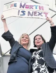  ??  ?? Sinn Fein’s Michelle O’Neill and Mary Lou McDonald yesterday