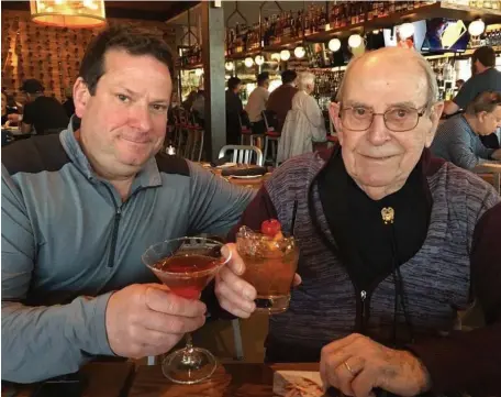  ??  ?? PRECIOUS MEMORIES: Karen Nascembani’s husband Steven Richard, left, and father-in-law Earl Richard share a toast. Both died from the coronaviru­s.