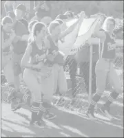  ?? Photos by Cody Powell/The Punxsutawn­ey Spirit ?? The Punxsutawn­ey Major Softball All-Stars beat St. Marys 8-3 on Tuesday evening to earn the District 10 Little League Championsh­ip title. (Top left photo) Jemma Agnello had an inside-the-park home run to help open the first inning for Punxsy, and (top middle photo) pictured is the team celebratin­g her home run. (Top right photo) Pictured is Lindee Reed tagging a runner out, while (bottom left photo) Hannah Verdill makes the catch in the outfield. (Bottom center photo) Ava Fleming had a big triple in the fourth inning for an RBI. (Bottom right photo) Pictured is the team making a lap around the field with the championsh­ip banner.