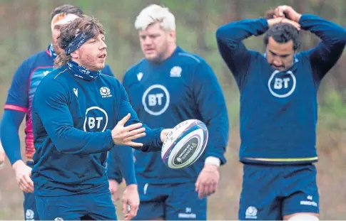  ?? ?? CONFIDENT: Hamish Watson during a Scotland training session at the Oriam in Edinburgh.