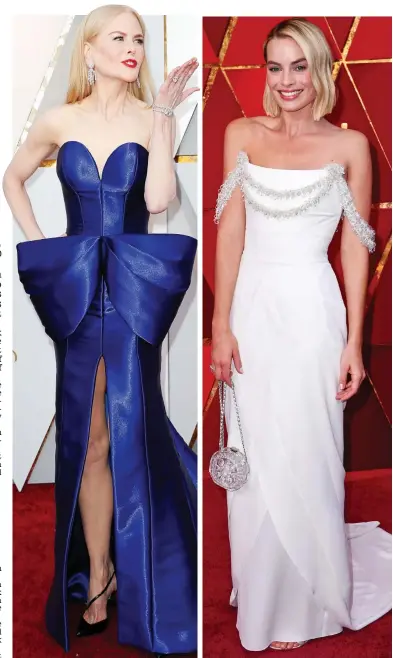  ??  ?? Nicole Kidman in a daring Armani dress Margot Robbie wears Chanel
