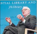  ?? AP PHOTO ?? Retired U.S. Supreme Court Justice John Paul Stevens talks at the John F. Kennedy Library in Boston in 2013.