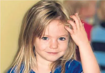  ??  ?? MISSING: Madeleine McCann vanished on May 3 2007 while on holiday with her family in Praia da Luz, Portugal
