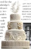  ??  ?? left: the top layers of the cambridges’ wedding cake. right: a model of princess elizabeth’s cake