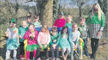  ??  ?? Pupils of St Michael’s NS returned to school after a long lockdown, all dressed up for St Patrick’s Day.