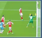  ??  ?? RULED OUT: City had a goal chalked off but the whole ball had not crossed the byline