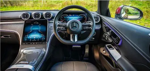  ?? ?? Above: new CLE replaces both C- and E-class coupes; takes its interior from the current C-class saloon/estate; interfaces remain over-complex for the sake of it, but rear seat space is more useable than that of rivals