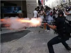  ??  ?? Police fired teargas and water cannons at protesters in 2013 as they tried to prevent them gathering in Gezi Park (EPA)