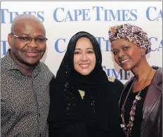  ??  ?? EMPOWER: Dr Mvula Yoyo, Fatima Allie and Akhona Duze from Stigting vir bemagtigin­g deur Afrikaans at the breakfast.