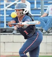  ?? Michelle Petteys, Heritage Snapshots ?? Gracie Dawson squares around to bunt during a home game against Northwest Whitfield last week. The Generals swept the Lady Bruins in three games to start out 9-0 in Region 7-AAAA play.