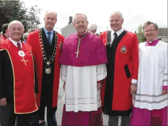  ??  ?? At Sunday’s St. Oliver procession were Turlough Toner, Mayor Pio Smith, Archbishop Eamon Martin, Cllr. Oliver Tully and Archdeacon Jim Carroll.