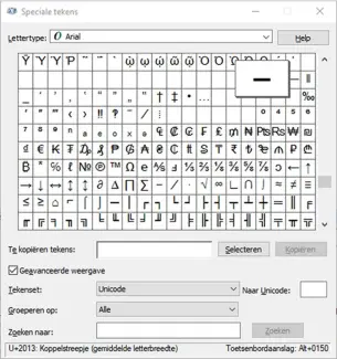  ??  ?? Bij Windows zie je bij 'Speciale tekens' de Unicode-naam en de hexadecima­le waarde. Als je die rechtstree­ks wilt invoeren, moet je in het register aan de slag.