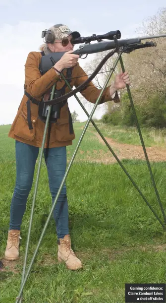  ??  ?? Gaining confidence: Claire Zambuni takes a shot off sticks