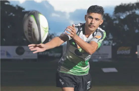  ?? Picture: GLENN HAMPSON ?? Palm Beach Currumbin Alleygator­s signing Ethan Lolesio is ready for the Gold Coast District Rugby Union season.