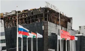  ?? Photograph: Yuri Kochetkov/EPA ?? The attack on the Crocus City Hall in Moscow was claimed by IS. The suspects are from Tajikistan in central Asia.