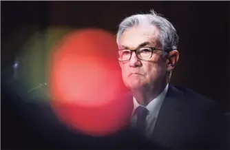  ?? Associated Press ?? Federal Reserve Chairman Jerome Powell testifies during a Senate Banking, Housing and Urban Affairs Committee hearing on the CARES Act on Capitol Hill on Tuesday in Washington.