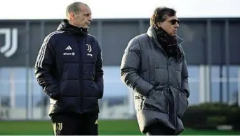  ?? ?? Massimilia­no Allegri, 56enne tecnico della Juventus, con il direttore sportivo bianconero, Cristiano Giuntoli