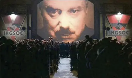  ?? — Screen capture ?? A scene from MGM’s 1984 movie adaptation of Orwell’s Nineteen Eighty-Four, a book from the 1940s that remains distressin­gly relevant today.