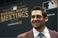  ?? JOHN LOCHER - THE ASSOCIATED PRESS ?? Boston Red Sox pitcher Nathan Eovaldi attends the Major League Baseball winter meetings, Monday, Dec. 10, 2018, in Las Vegas.