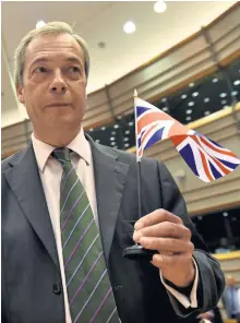  ?? Reuters ?? LeaveMaste­rmind Nigel Farage: Der Brexit sorgt für unruhige Zeiten auf den Märkten.