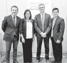  ?? / Tampo nga hulagway ?? ■ MGA OPISYAL. Ang mga opisyal sa duha ka mga kompaniya nga sila si (gikan sa wala) Julien Hodara , SVP - Strategy and Internatio­nal Business, Libon – Orange); Katrina L. Abelarde , FVP and Group Head – Internatio­nal and Carrier Business; Pierre-Louis...