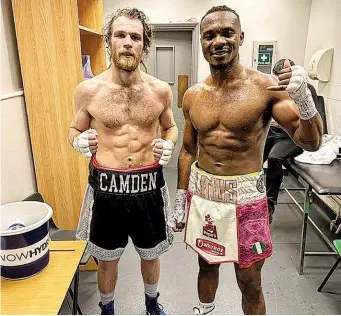  ?? ?? NICE WORKOUT: Udofia and Chapman embarce in the bowels of York Hall