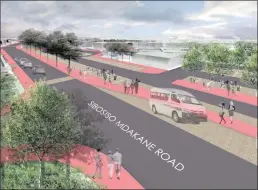 ??  ?? Artist’s impression of Sibusiso Mdakane public realm upgrades which would include paving, widening of walkways, creation of communal parking, street lighting, and landscapin­g to enhance and complement businesses that front the major road.
