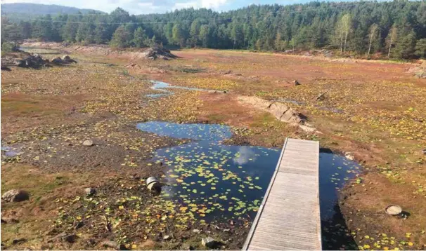  ?? FOTO: RUNE ØIDNE REINERTSEN ?? Slik så Øvre jegersberg­vann (Papirmølle­vann) i Jegersberg ut sent i juli 2018.