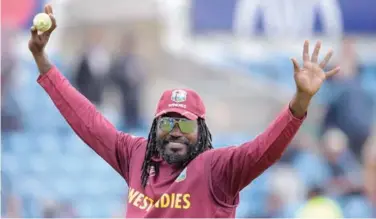  ?? File / Agence France-presse ?? ↑
Chris Gayle will be among the oldest players in the competitio­n when West Indies begin their campaign against England on Oct.23