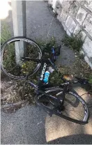  ??  ?? Chris Froome posted a picture of his bike on Twitter following yesterday’s hit-and-run incident