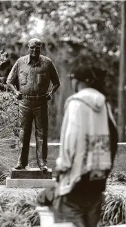  ?? Staff file photo ?? A statue of Hilmar Moore, the mayor of Richmond from 1949 until his death in 2012, stands near City Hall. His wife, Evalyn, then served as mayor until Monday, ending the Moores’ 71-year span in office.