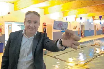  ??  ?? PROGRAMME: Fit Life member Richard Lochhead at Lossiemout­h Swimming Pool.