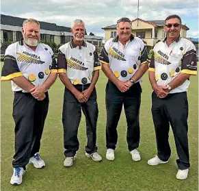  ??  ?? Waikato Open Mens Fours Champions (left to right) Gerrard Slattery, Kevin Smith, Bruce Milne and Stu Settle.
