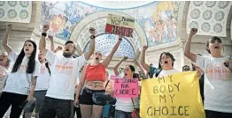  ?? CHRISTIAN GOODEN/AP ?? Abortion-rights activists in Missouri react Friday after lawmakers approved HB126.