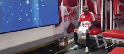  ?? ?? Khama Billiat sitting in the Yadah changing room at the Heart Stadium