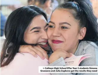  ??  ?? &gt; Cathays High School BTec Year 2 students Simona Grunzora and Julia Zupkova get the results they need