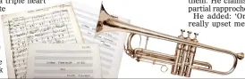  ??  ?? AUCTION: Sir Malcolm Arnold’s trumpet and scores are for sale