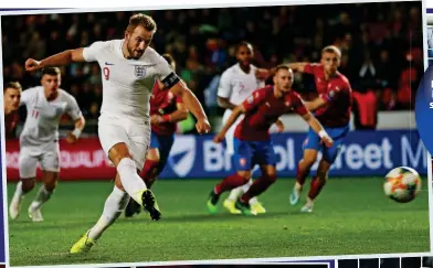  ?? REX ?? False hope: Kane scores a penalty (above) but Keane, Maguire and Rice are left looking for answers on a grim night (left)