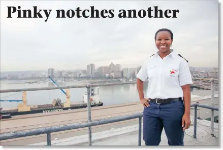  ??  ?? Pinky Zungu has been appointed Transnet National Ports Authority’s first black female deputy harbour master.
