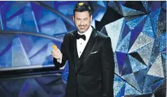  ?? KEVIN WINTER/GETTY IMAGES ?? Oscars host Jimmy Kimmel took some time in his speech to talk seriously about the #MeToo movement.