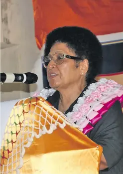  ?? Photo: Fiji Parliament News ?? Speaker of the Parliament of Fiji Dr Jiko Luveni stresses a point while addressing students of Tailevu North College